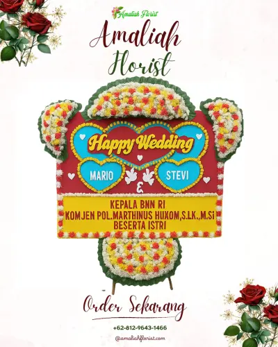 Karangan Papan Bunga Pernikahan di Cihuni